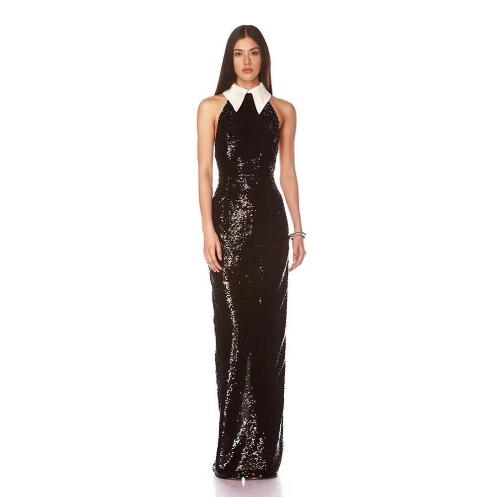 Bronx and Banco Black Sequin Maxi Dress